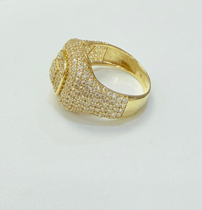 1352- NEW 14K Gold Ice Out Ring Men's Fashion W.G