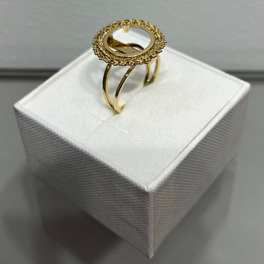 743- NEW 14K Moneda Holder Ring W.G