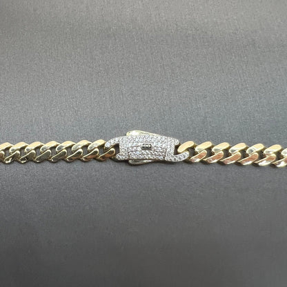 1660- NEW 14K Hollow Cuban Monaci Chain 22" (6mm) W.G