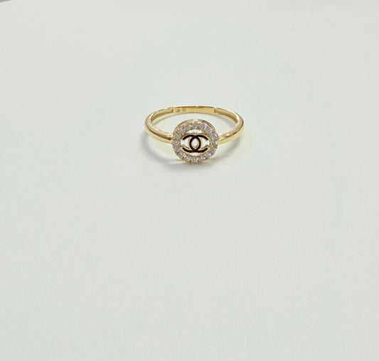 1679- NEW 14K Gold Double-C Halo Ring W.G