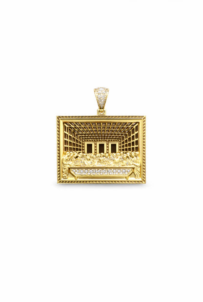 1320- NEW 10K Square The Last Supper Pendant W.G