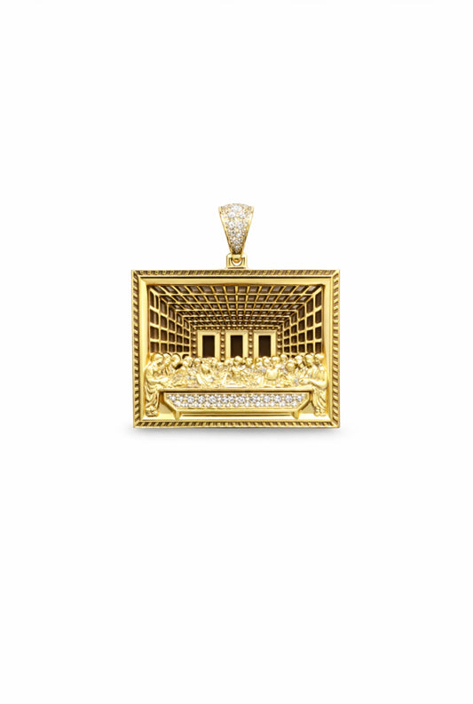 1320- NEW 10K Square The Last Supper Pendant W.G
