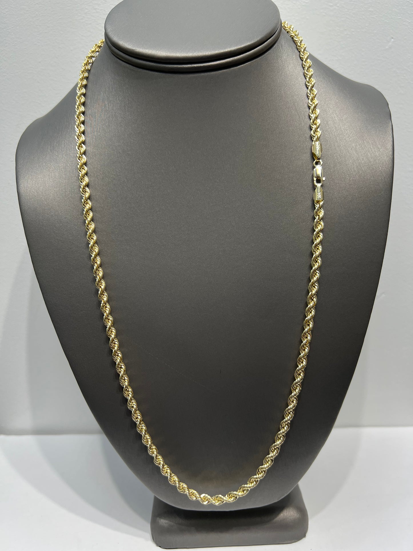 1329- NEW 10K Hollow Rope Chain (4.2MM) W.G
