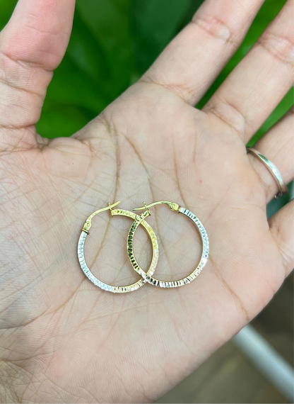 322- Pendientes de aro tricolor de oro amarillo de 14 quilates