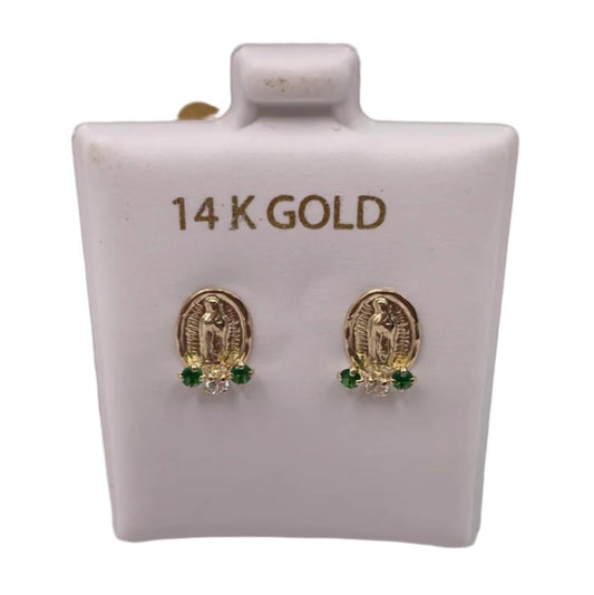 00115-NEW 14K Yellow Gold “Religious” Stud Earrings (W.G)