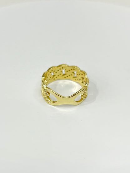 1381- NEW 10K Cuban Link Band Full Cz Ring W.G