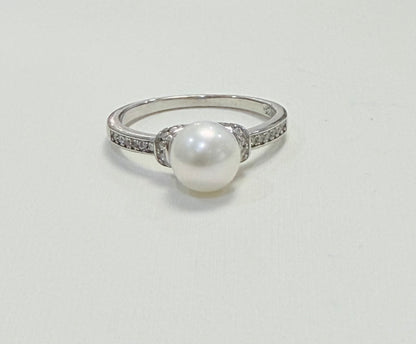S761- NEW .925 FreshWater Pearl Silver Ring W.G