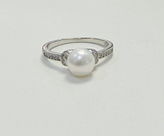 S761- NEW .925 FreshWater Pearl Silver Ring W.G