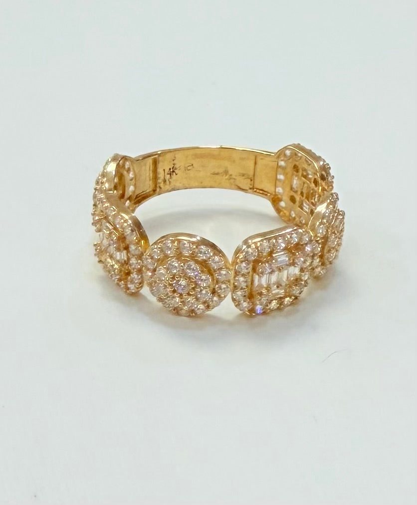 1005-NEW 14K Belt Ring Full CZ Stone W.G