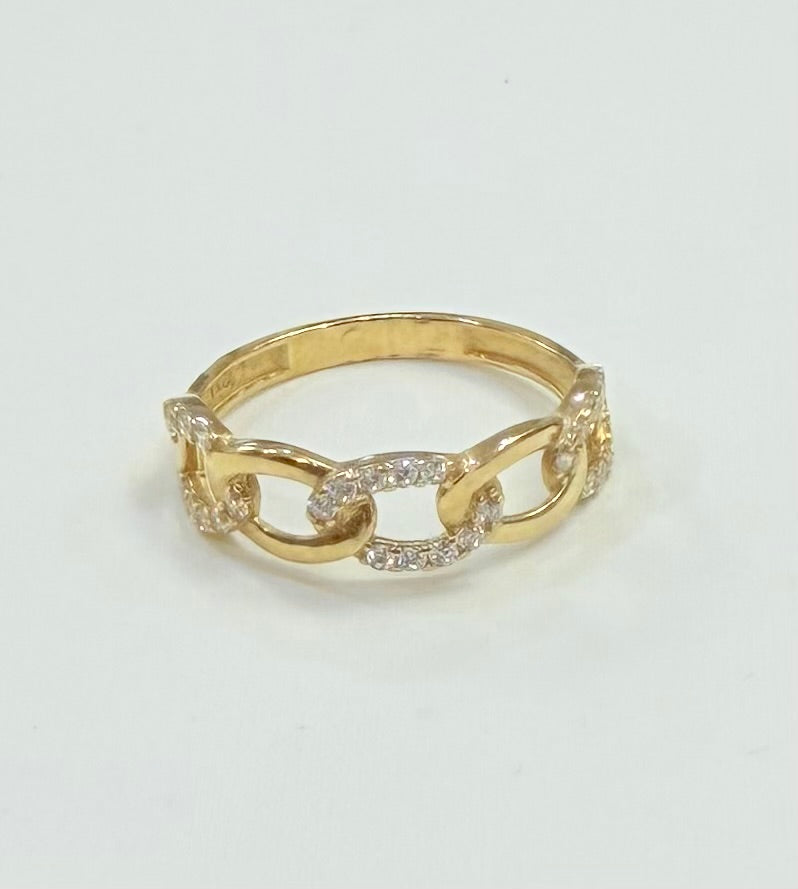 1374- NEW 10K Cuban Link Band Wedding Rings Trio W.G