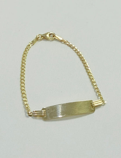 1747- NEW 10K Hollow ID Cuban curb baby bracelet 5” (2mm) W.G