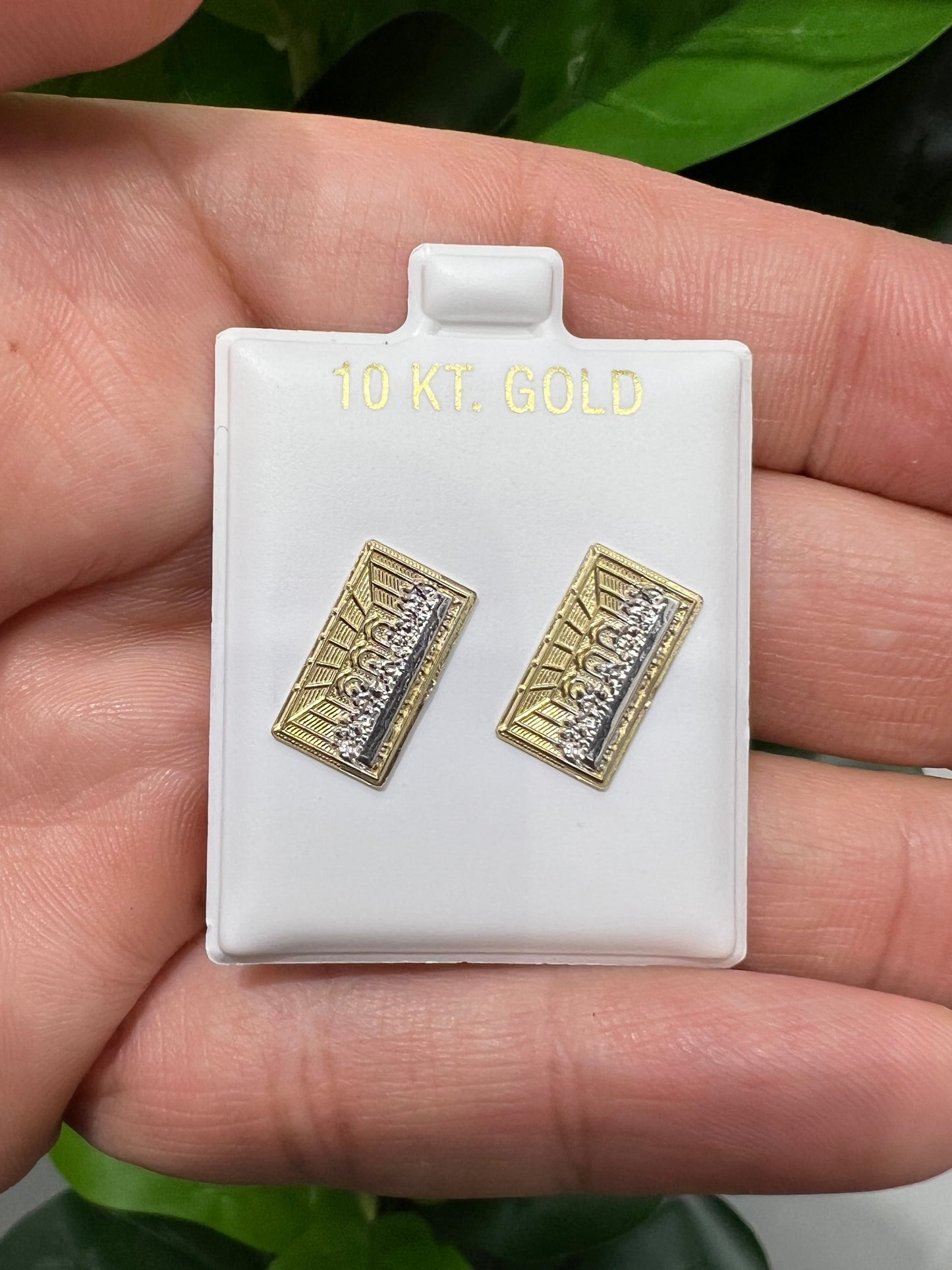 1664- NEW 10K The Last Supper Stud Earrings (15x8.6mm) W.G