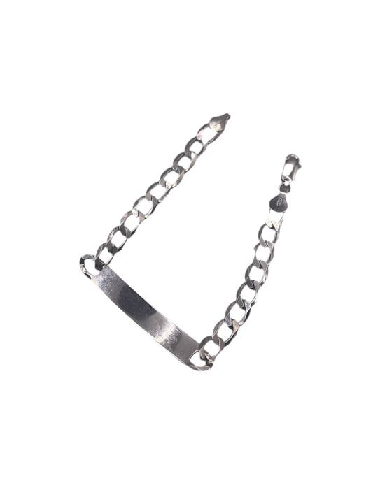 S824- Miami Cuban Silver ID Bracelet 8”