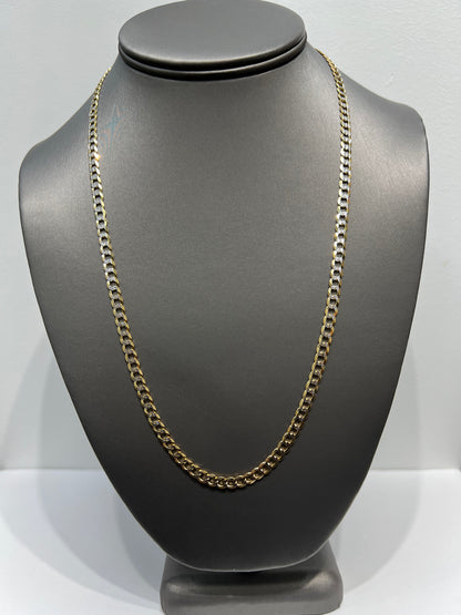 1249- NEW 14K Solid Flat Cuban Curb Link Two Tone 22" (4.7mm) W.G