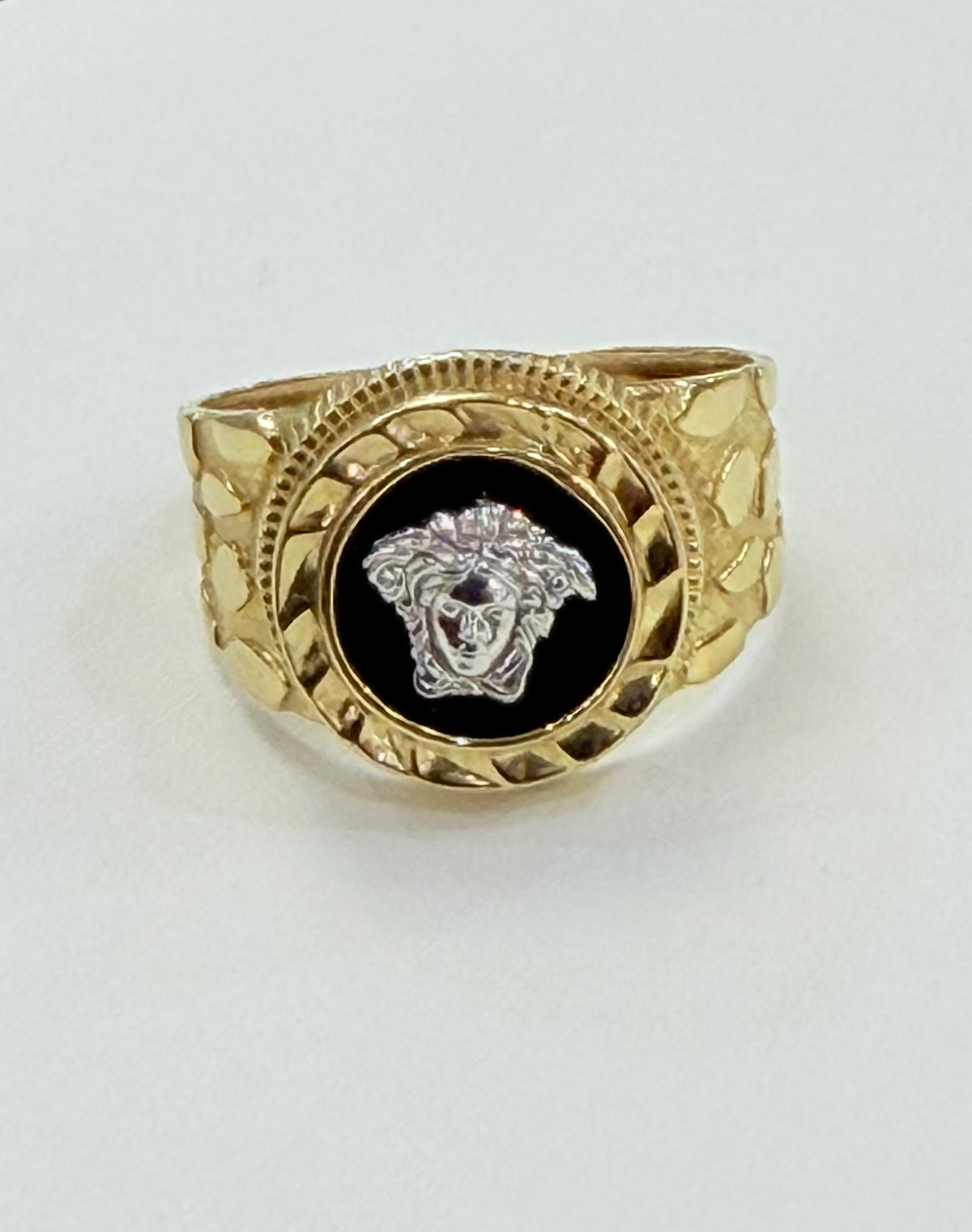 1489- NEW 10K Medusa Fancy Nugget Gold Ring W.G