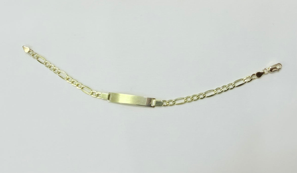 1744- NEW 10K Figaro ID Bracelet 6” (3.5mm) W.G