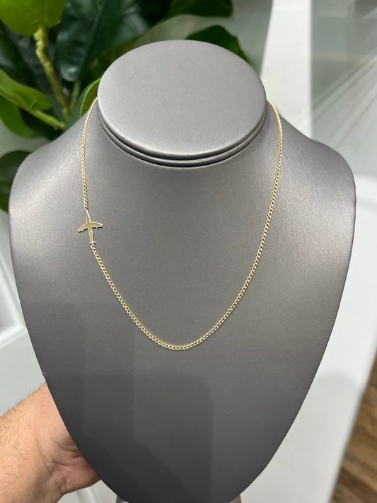 1339- NEW 10K Gold Airplane Necklace 16” (2mm) W.G