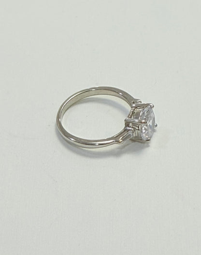 S443- NEW .925 Sterling Silver Clear CZ Solitaire Ring W.G