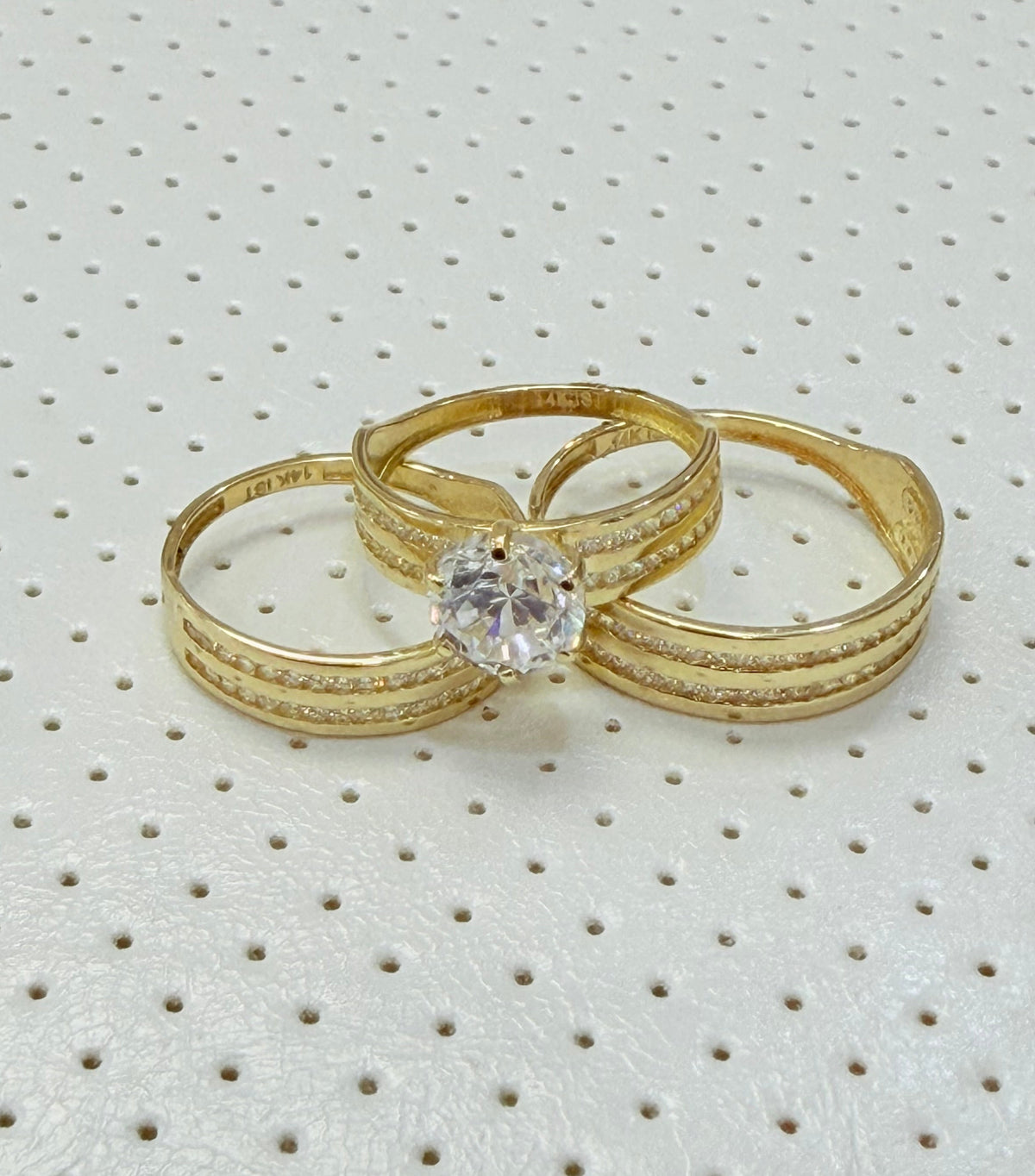 1808- NEW 14K Jade Wedding Trio Set