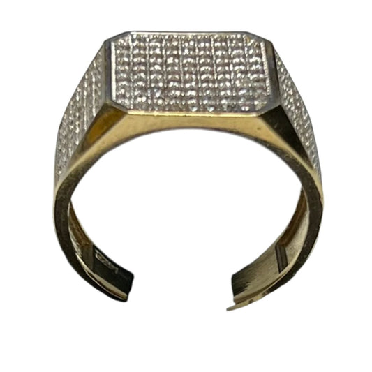 8- 0010- 14K Yellow Gold Square Ring Size 10 Men