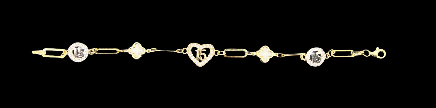 340- NEW 14k Gold Quinceañera Bracelet.(4.34mm).W.G