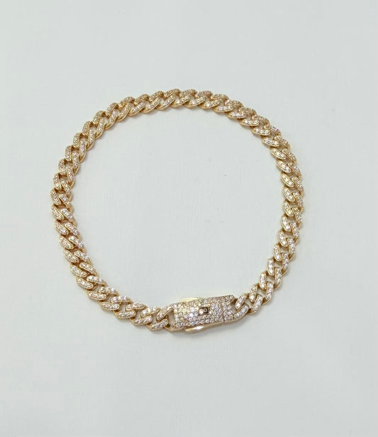 1749- NEW 14K Monaci Full Cz Bracelet 7” (5mm) W.G