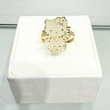 1175-NEW 14K Full Body Hello Kitty Gold Ring W.G