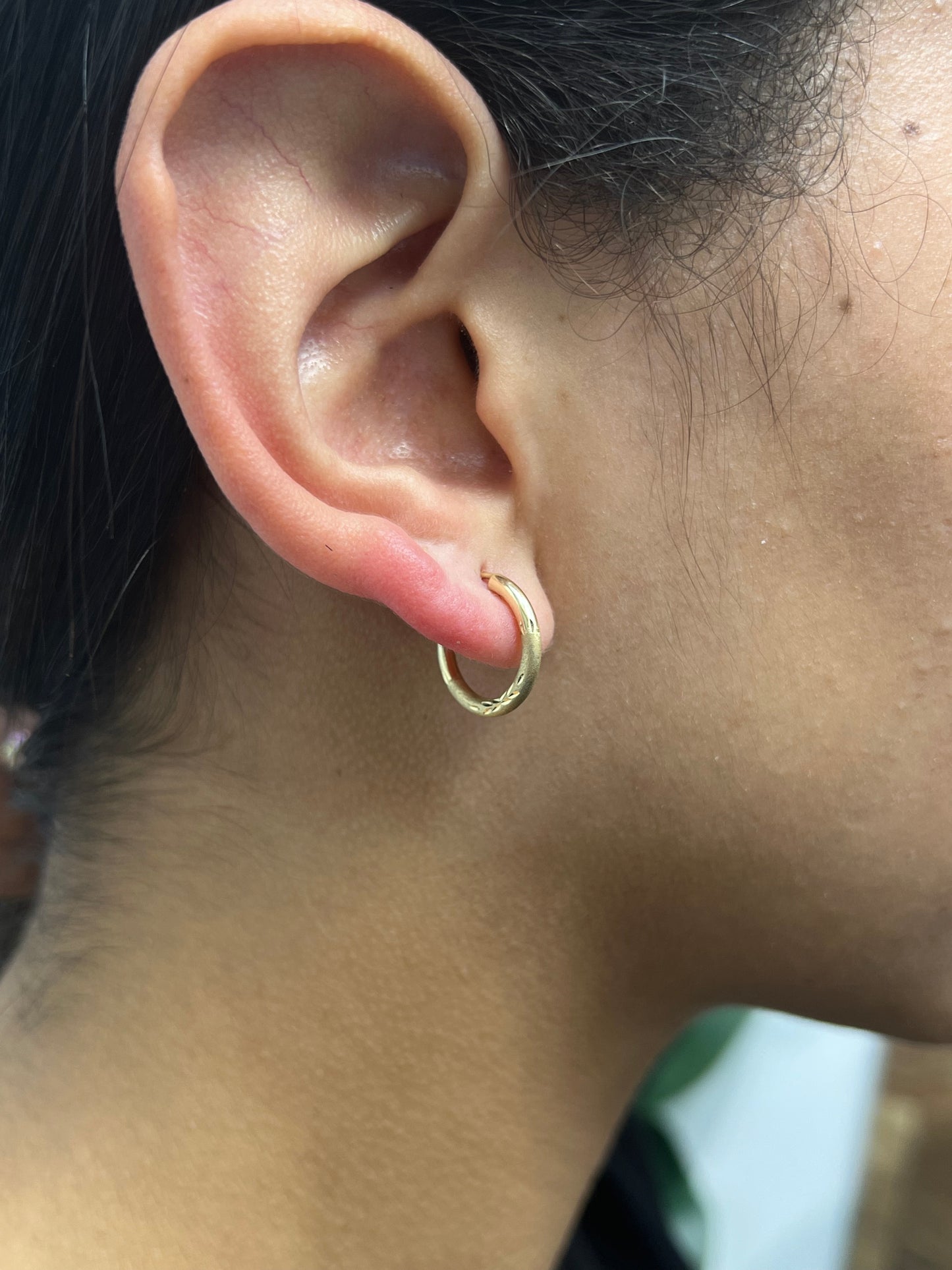 457- 14K Gold Earrings Hoops (13.96X1.52MM) W.G