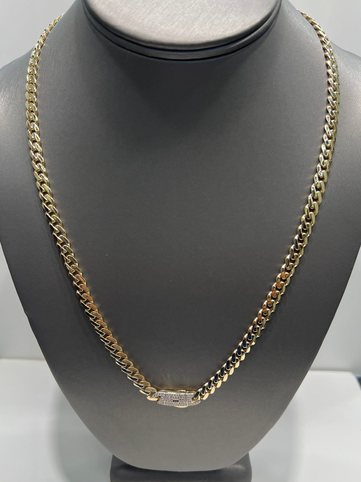 1660- NEW 14K Hollow Cuban Monaci Chain 22" (6mm) W.G