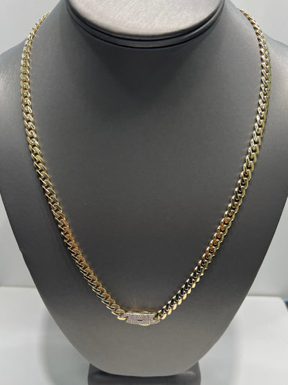 1660- NEW 14K Hollow Cuban Monaci Chain 22" (6mm) W.G