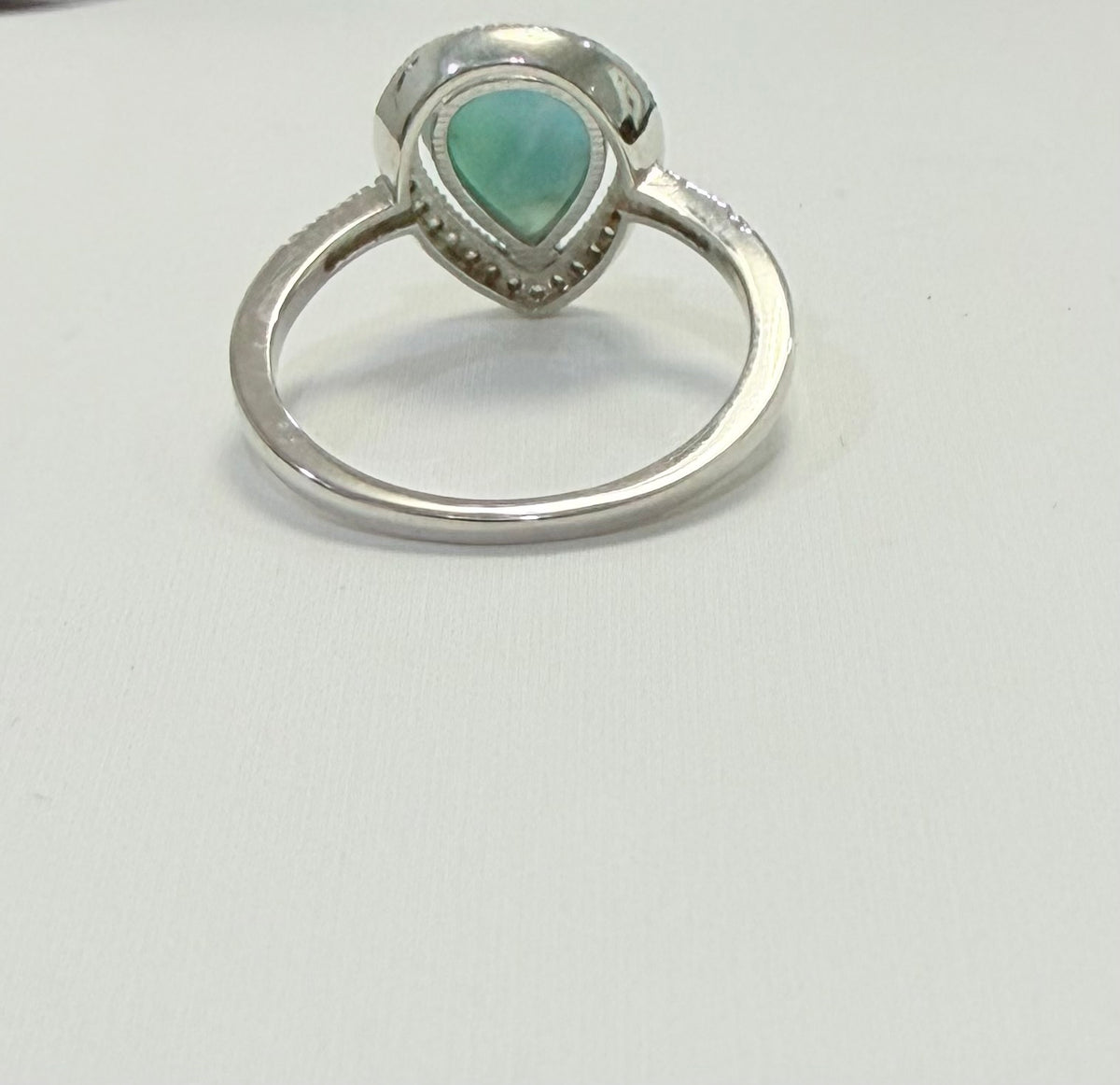S888- NEW .925 Tear Drop Larimar Ring (W.G)