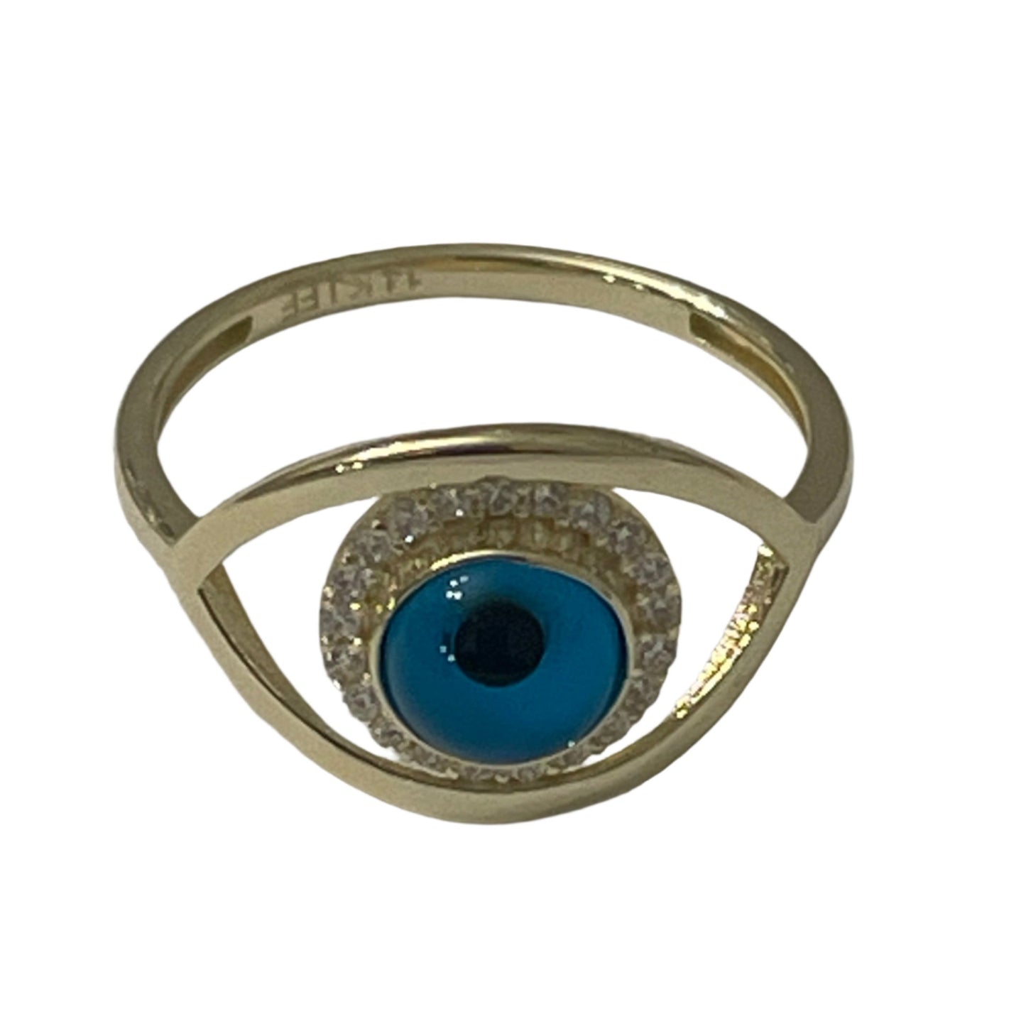 745- Evil Eye Cz Stones Ring Sz 7