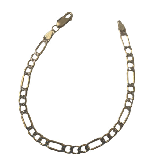 721- Two Toned Gold Figaro Bracelet 7”