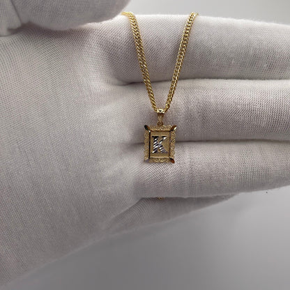 00122- NEW Letter “K” Square Pendant Only(W.G)