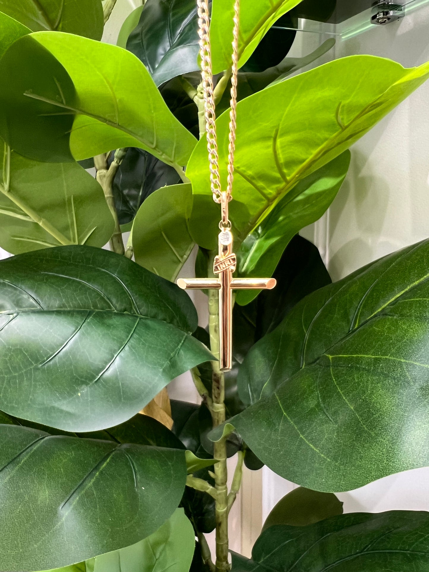 1319- NEW 10K Gold Cross Pendant W.G