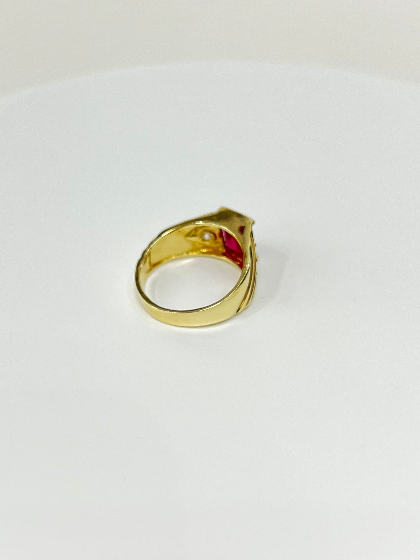 1100-NEW 14K Square Red Stone Ring W.G