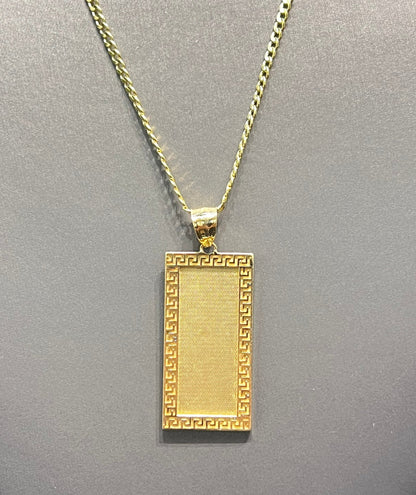 00145- NEW 14K Solid Flat Gold ID Plate Pendant (W.G)