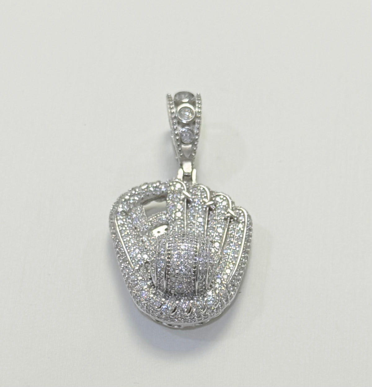 S413- NEW .925 Sterling Silver Baseball Gloves Pendant W.G