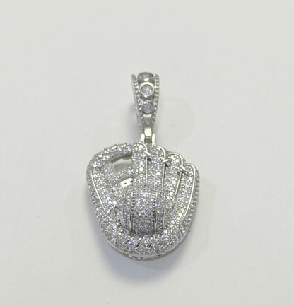 S413- NEW .925 Sterling Silver Baseball Gloves Pendant W.G