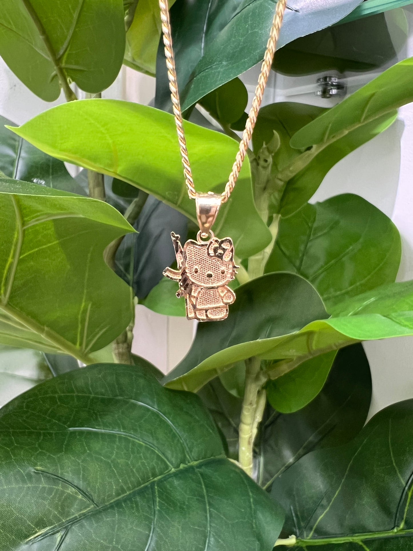 1207-NEW 14K Full Body Hello Kitty Gold Pendant ( W.G
