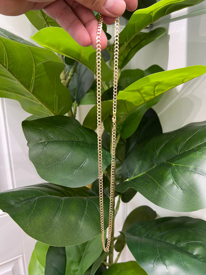 1208- NEW 14K Solid Cuban Curb Link Two Tone Chain (4.7mm) W.G