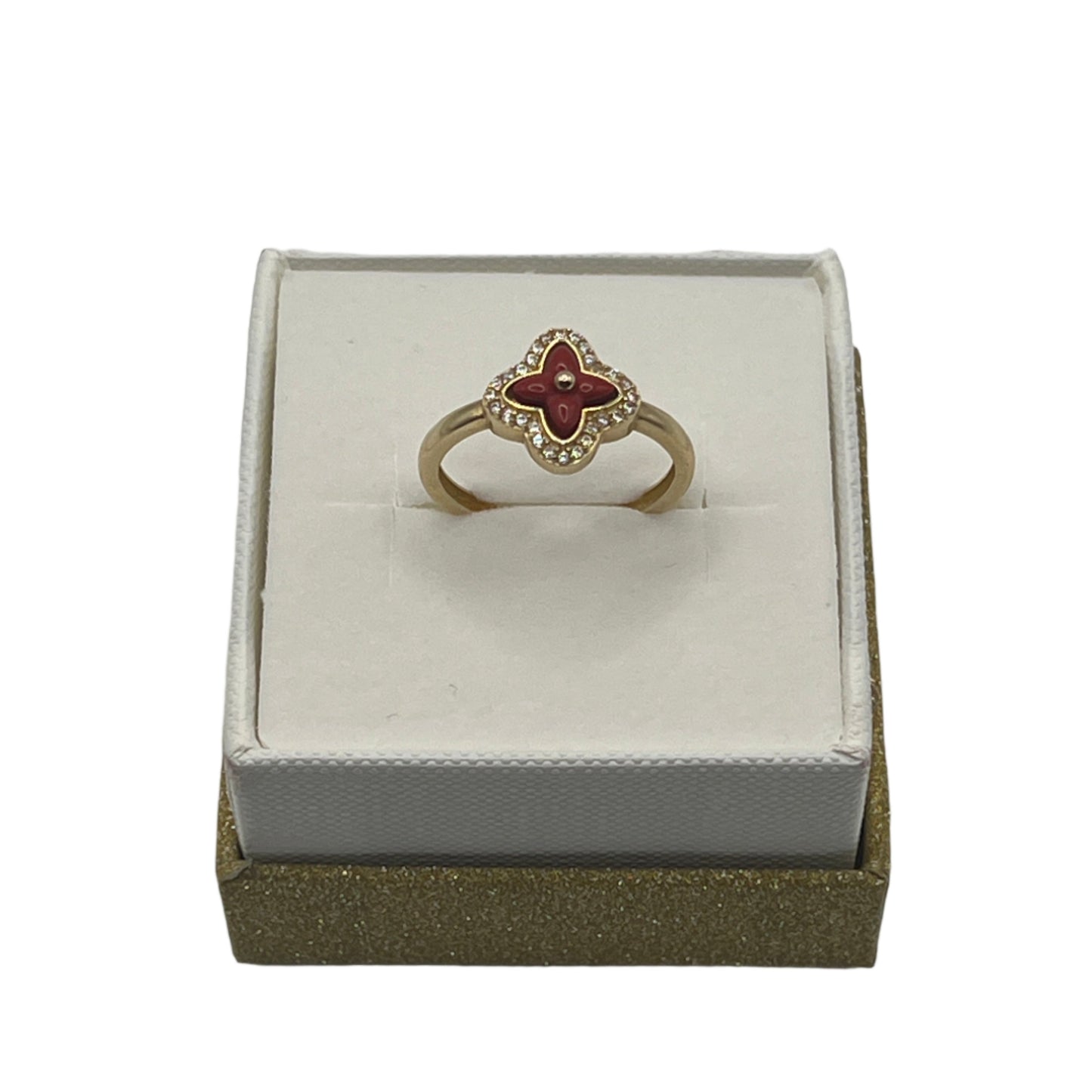 599- Red clover Cz Ring Sz 8