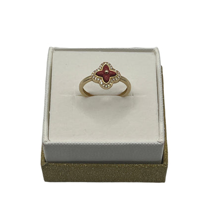 599- Red clover Cz Ring Sz 8