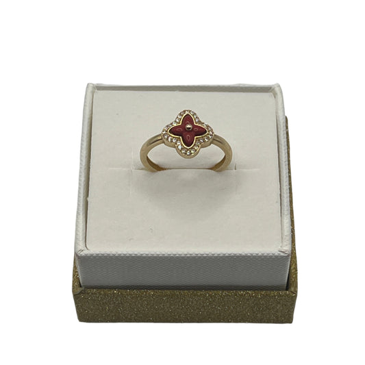 599- Red clover Cz Ring Sz 8