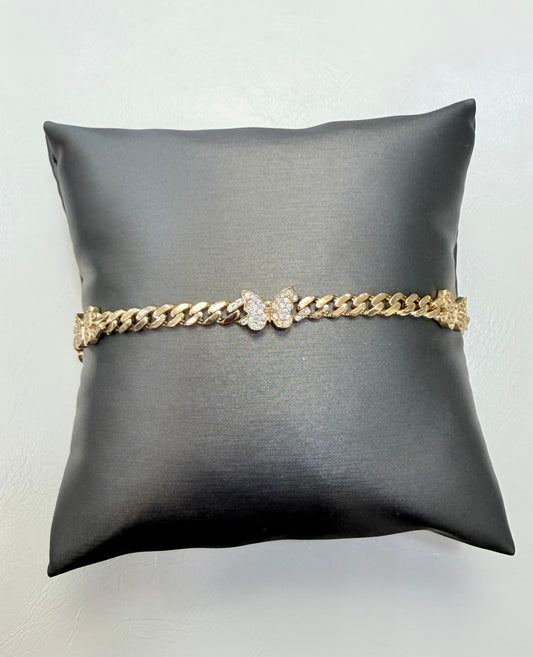 1800- NEW 14K Butterfly Miami Cuban Bracelet 7” (5mm)