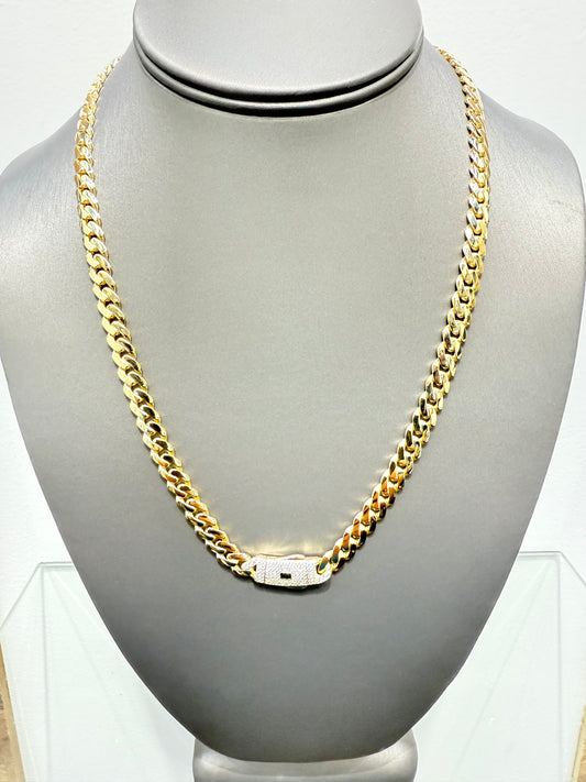 1086- NEW 14K Hollow Cuban Monaci Chain (7mm) W.G
