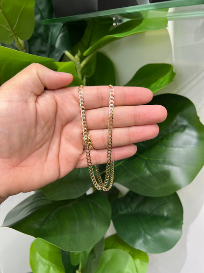 1249- NEW 14K Solid Flat Cuban Curb Link Two Tone 22" (4.7mm) W.G