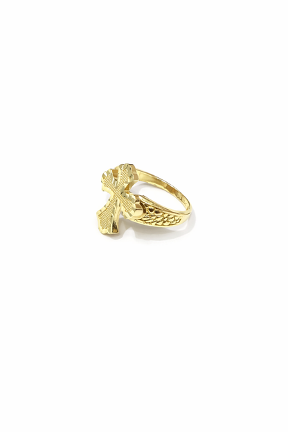 1520- NEW 10K Cross Nugget Fashion Ring W.G
