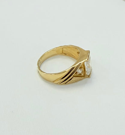1099-NEW 14K Square Clear Cz Stone Men's Ring