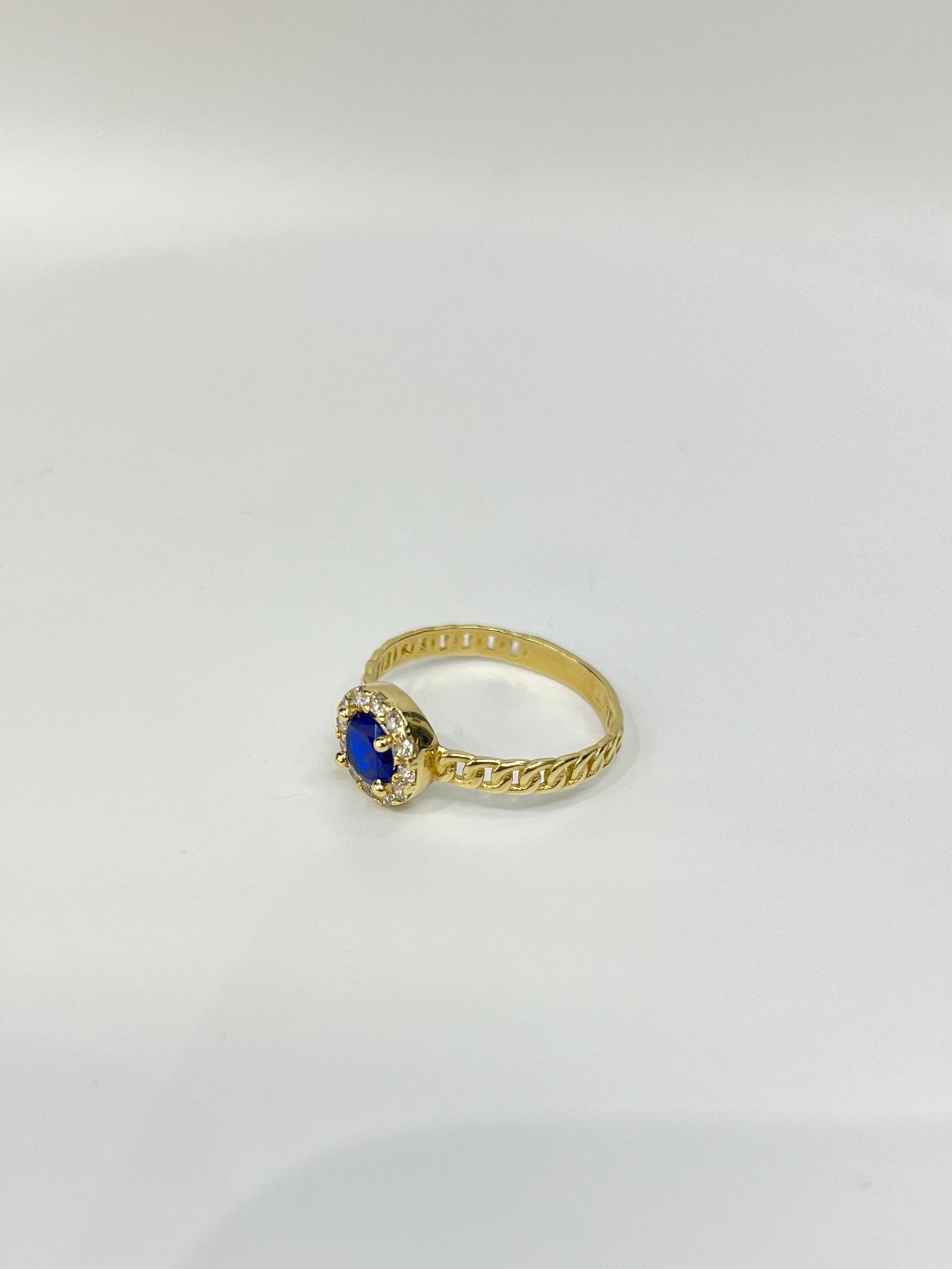 651- NEW 14K Round Blue Stone Ring (W.G)
